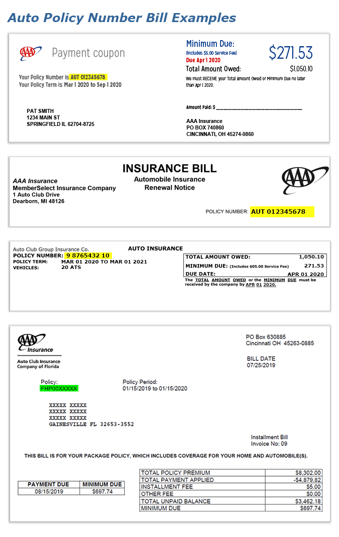 aaa insurance card template AAA - Find Your Auto Insurance Policy Number