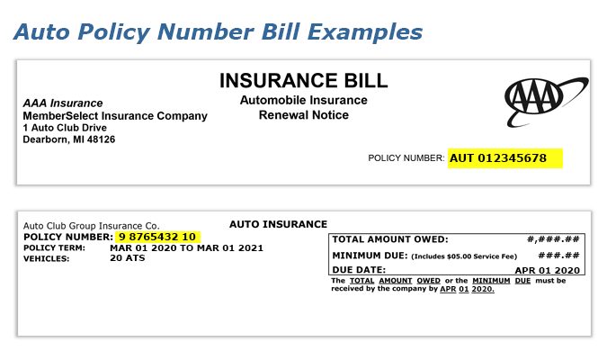 insurance company policy number format